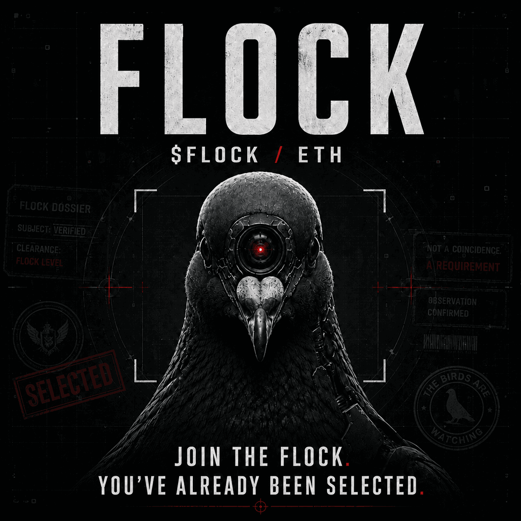 Cybernetic pigeon dossier poster: Join the Flock